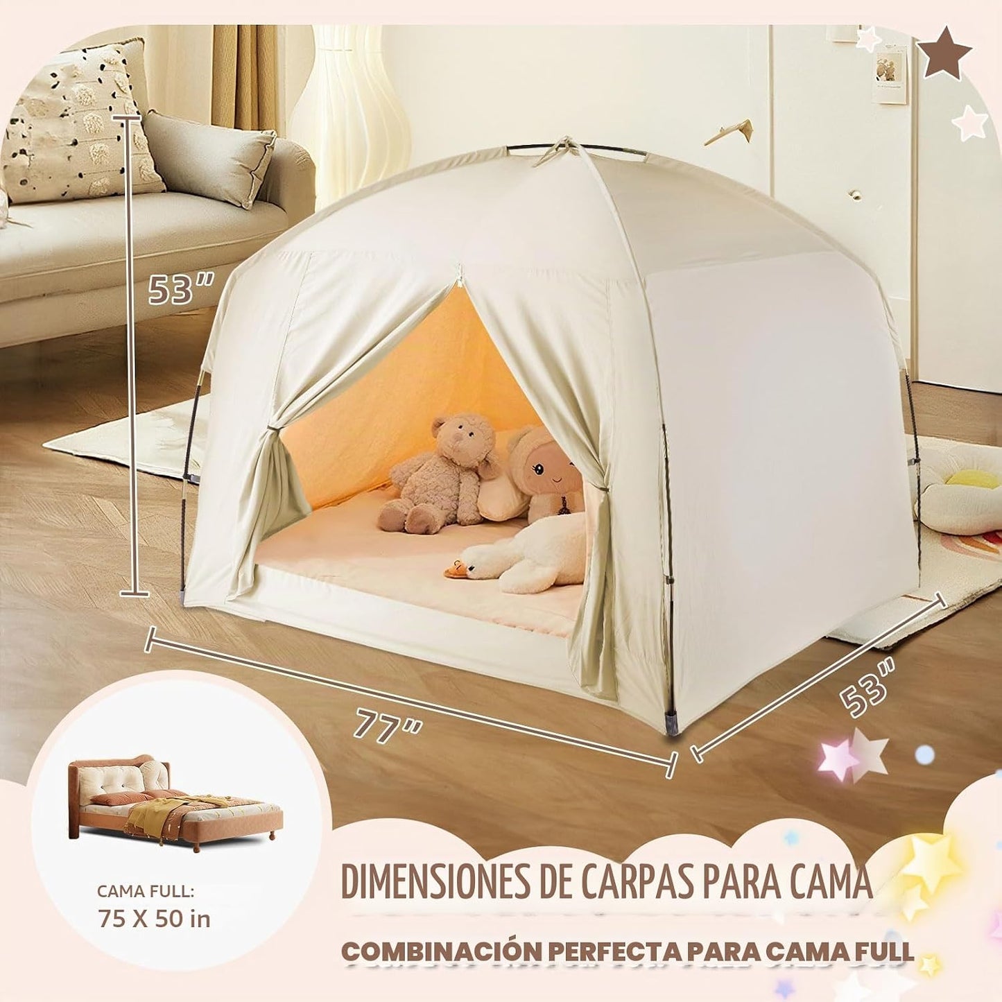 Tienda de campaña de cama matrimonial para niños y adultos, tiendas...