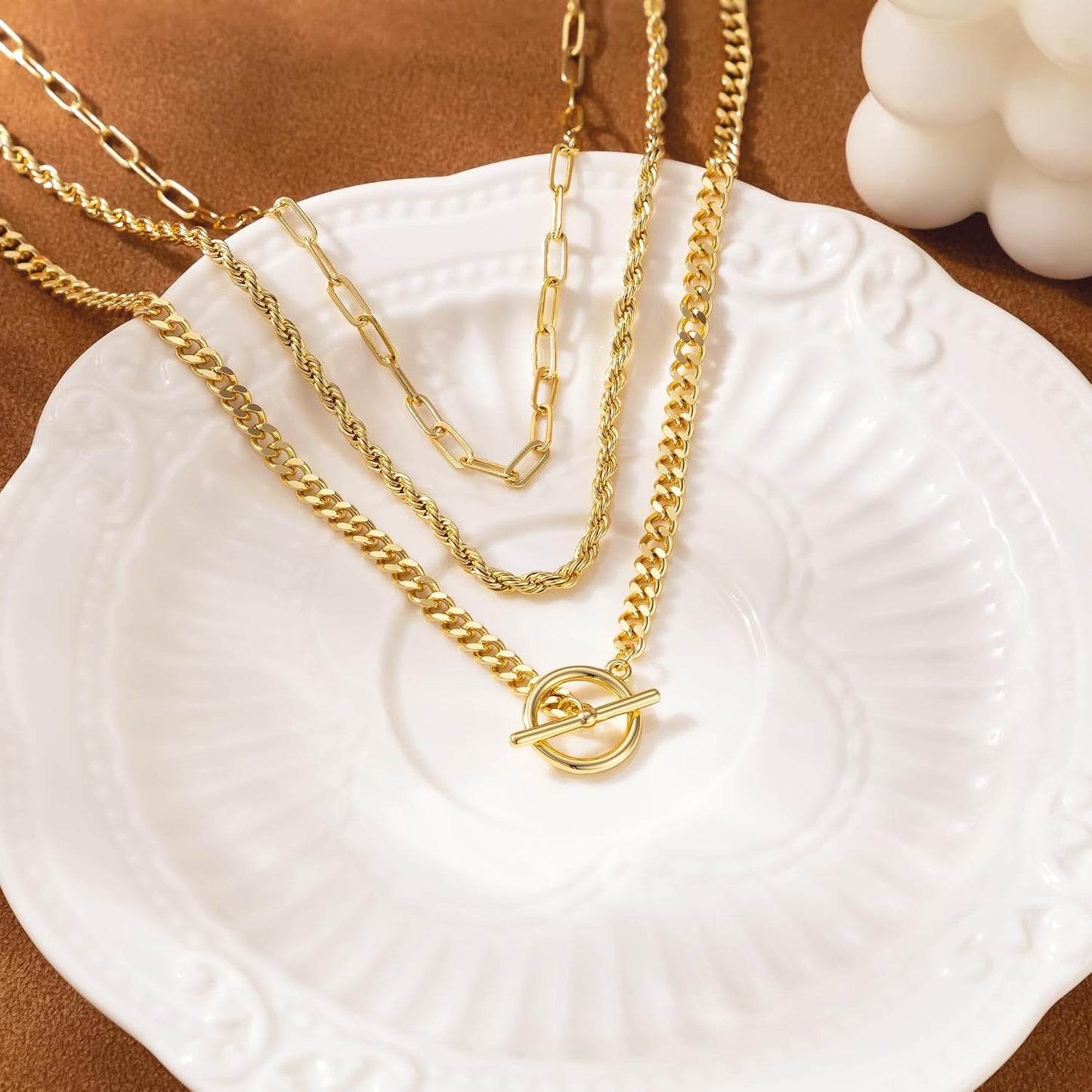 Carffordo - Collares chapados en oro para mujer, delicados collares...