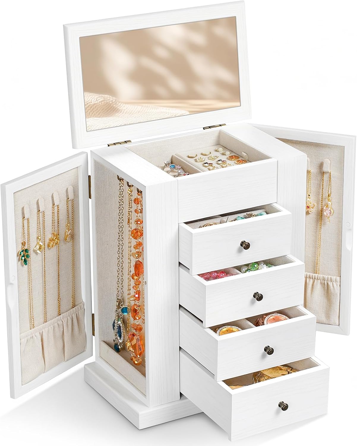 Emfogo - Caja de joyería para mujer, cajas de joyería de madera de...