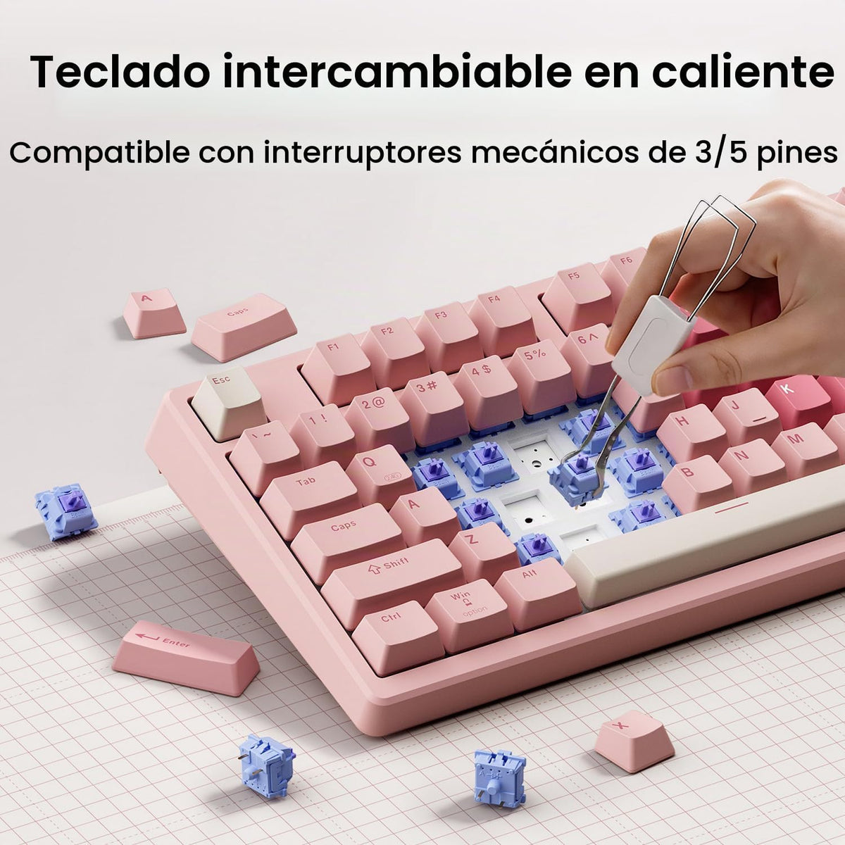 Kisnt Teclado mecánico inalámbrico KN85, diseño del 75%, Bluetooth\...