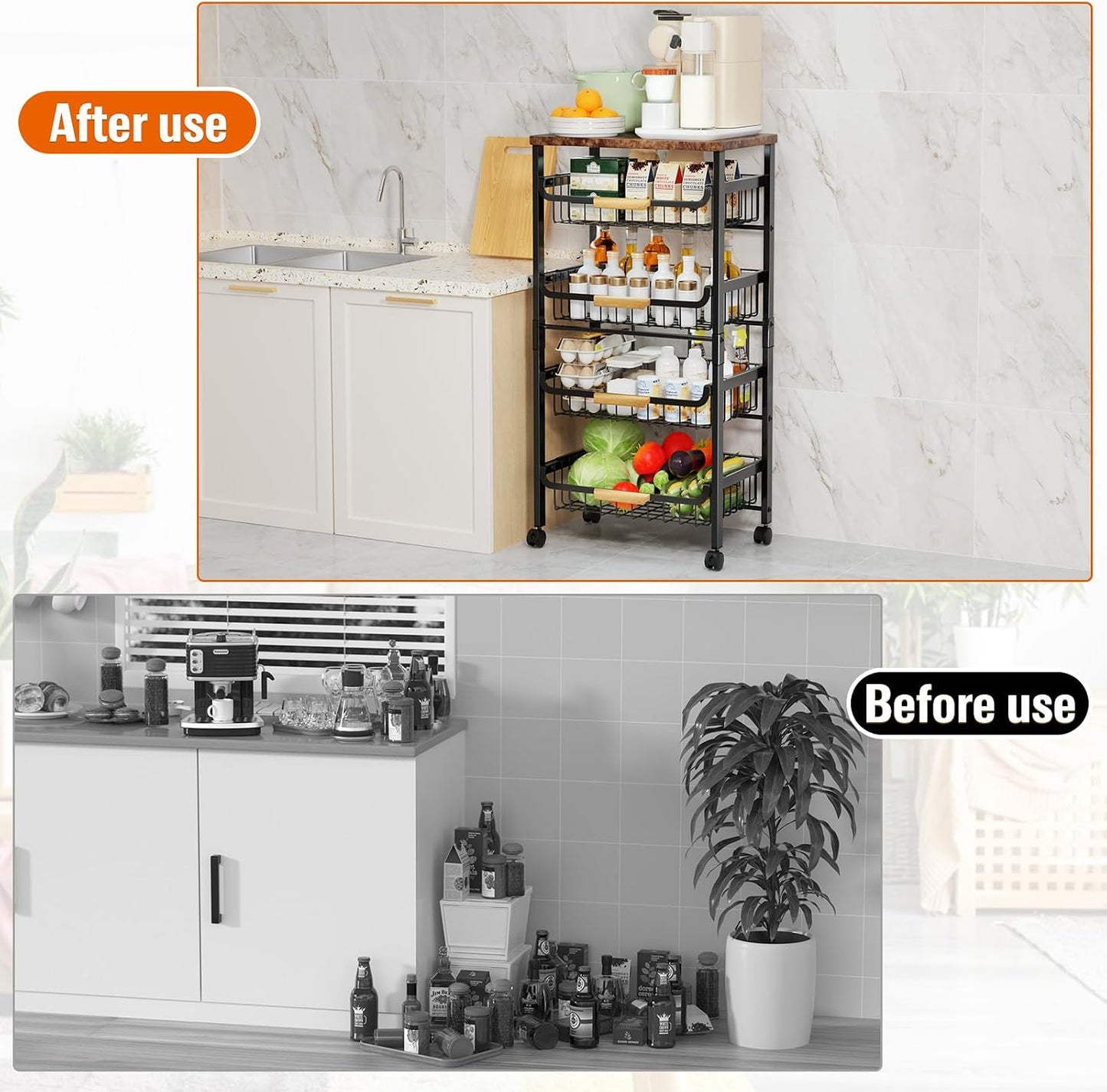 Storico Carrito de almacenamiento de cocina con ruedas de 5 niveles...