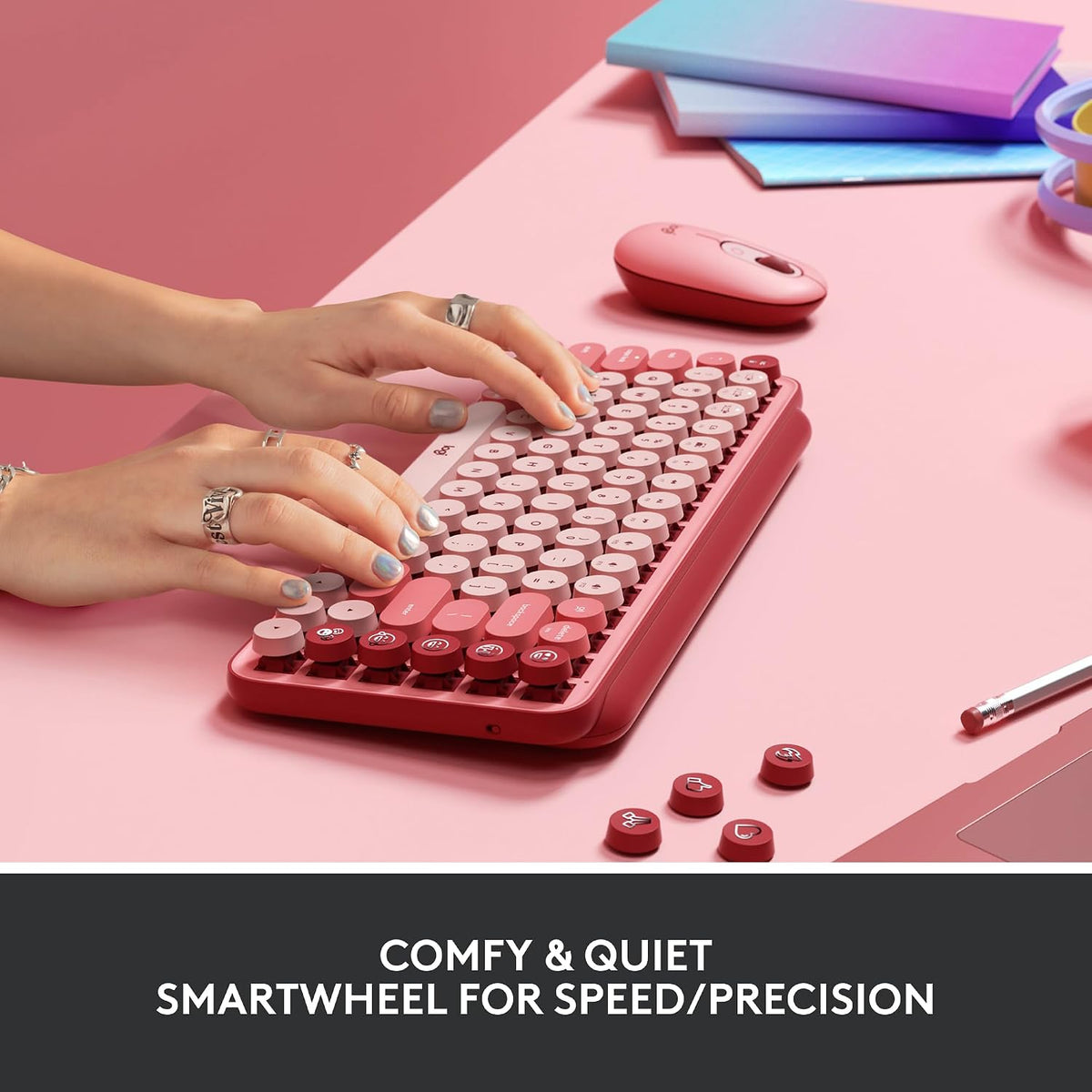 Logitech POP Conjunto de teclado mecánico y mouse inalámbrico, emoj...