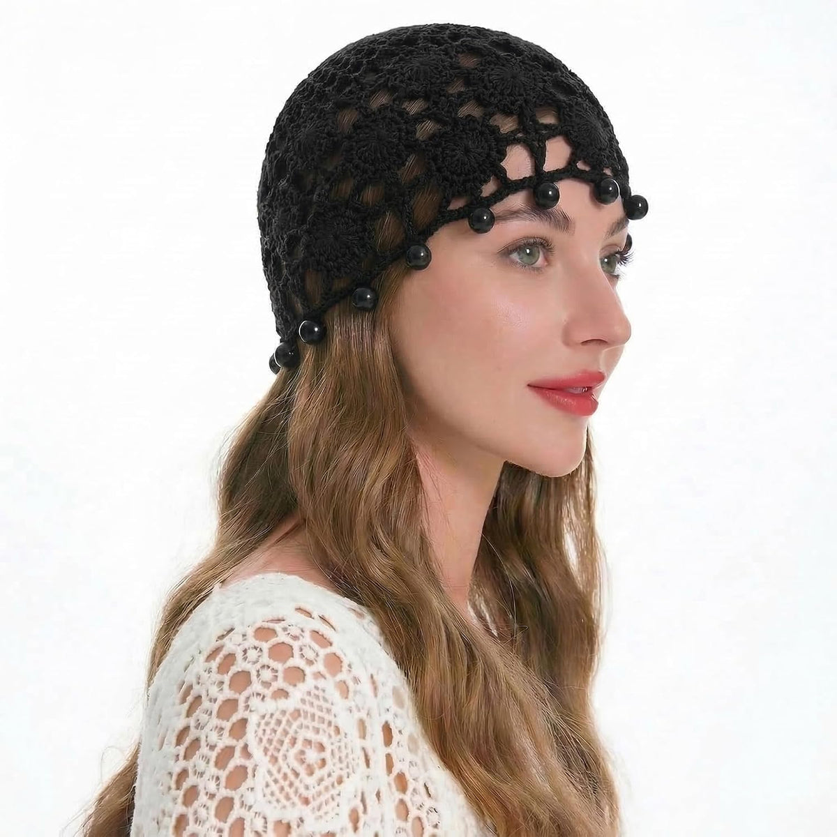 ZLYC Gorro de calabaza de crochet de algodón para mujer hecho a man...