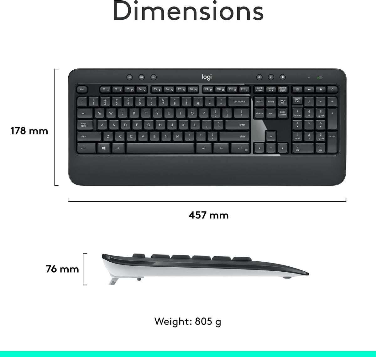 Logitech Combo de teclado y mouse inalámbricos avanzados de tamaño...