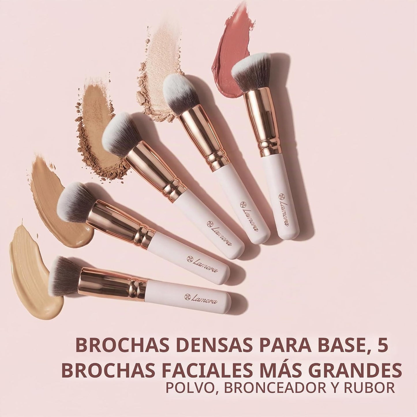 Kabuki - Juego de brochas de maquillaje, base en polvo, rubor, corr...