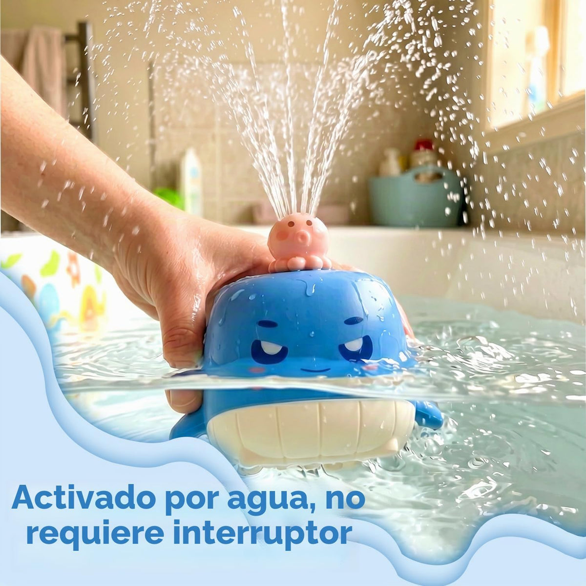 Sizobi Aspersor de baño de ballena iluminado para niños de 1 a 3 añ...