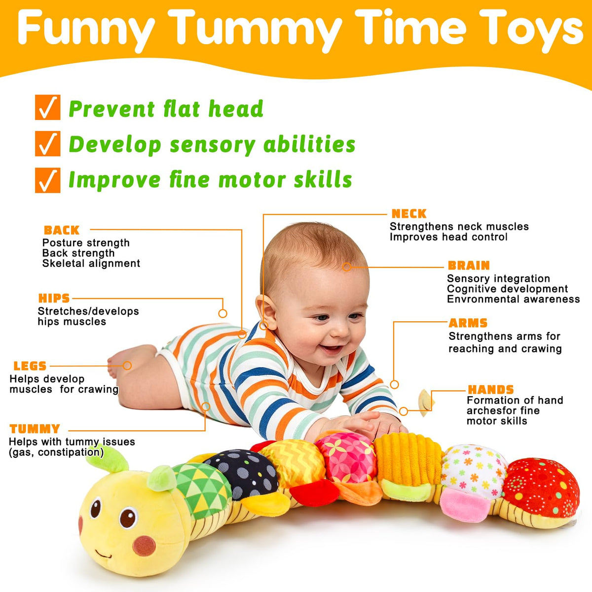 Topsochir Juguetes de oruga para bebés de 0 a 3 a 6 meses, animal d...