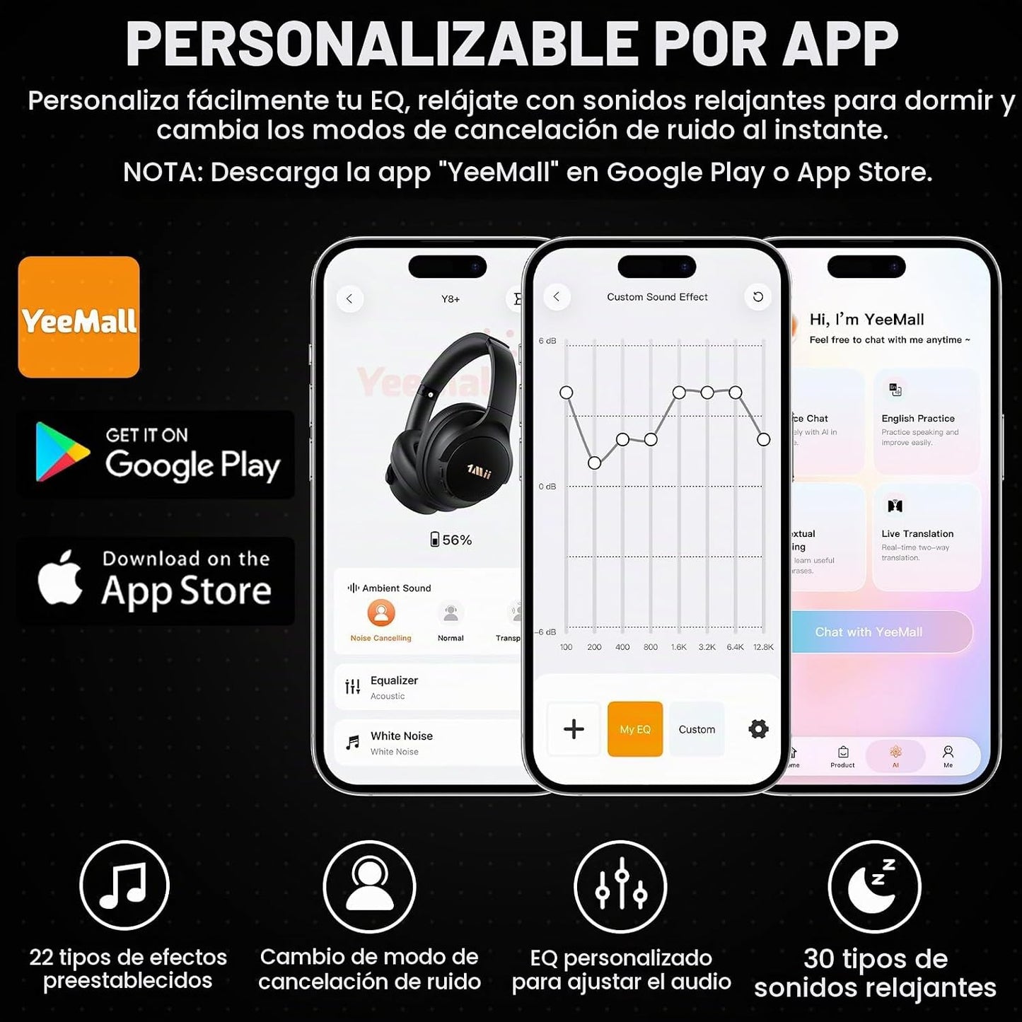 1Mii Y8+ - Auriculares con cancelación de ruido para juegos, avión...