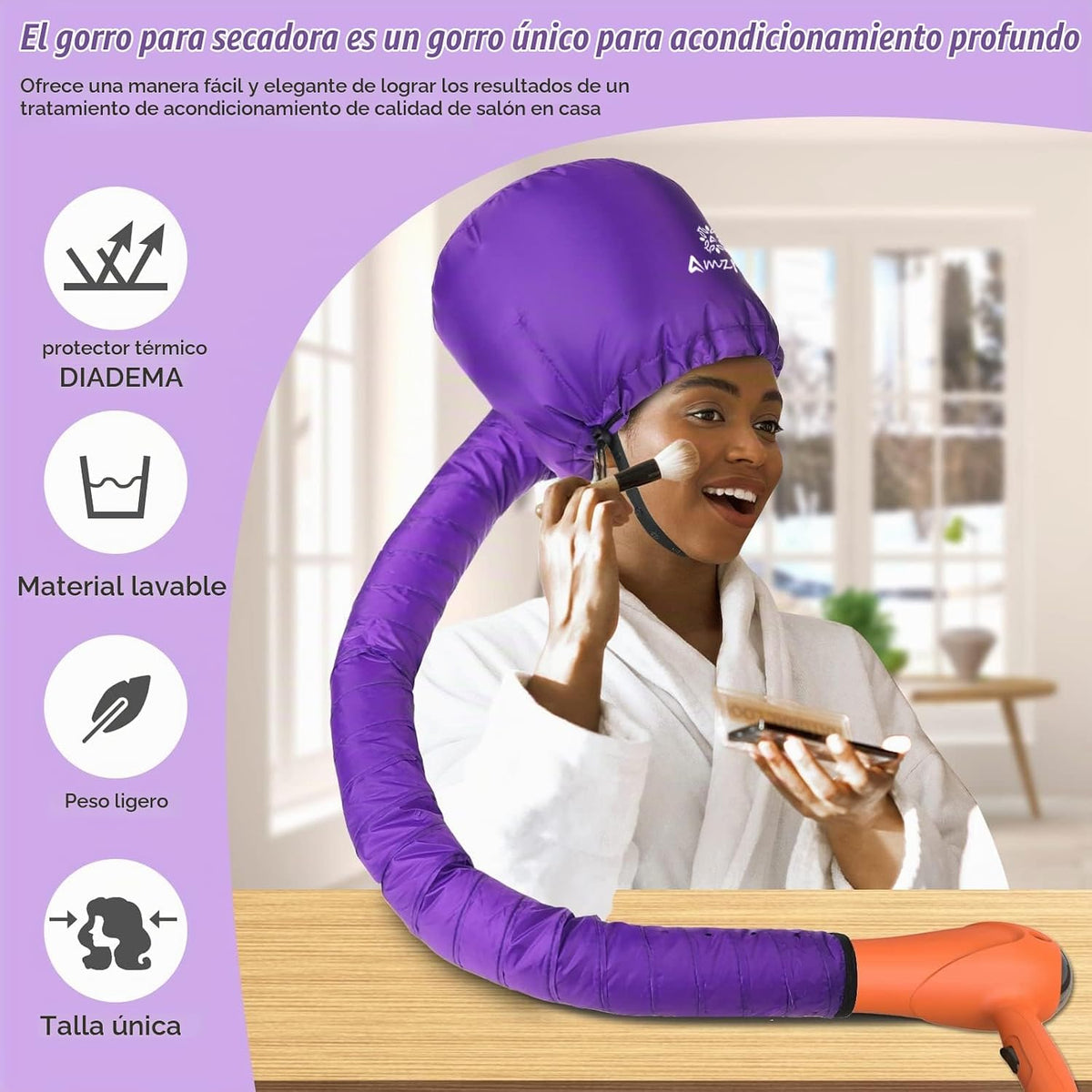 Accesorio para secador de pelo de capó, suave, ajustable, extra gra...