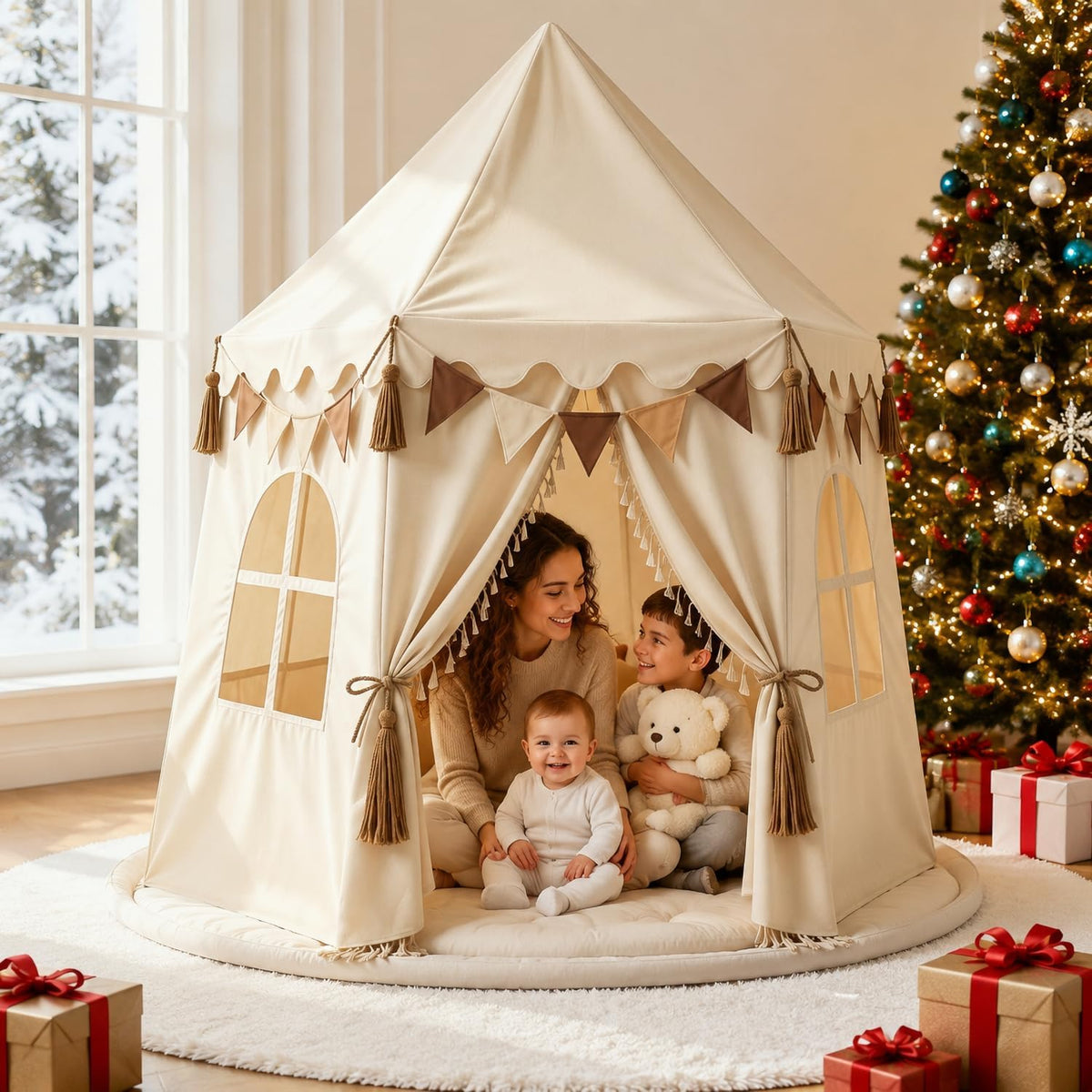 Tienda de campaña extragrande para niños con luces de estrellas, ba...