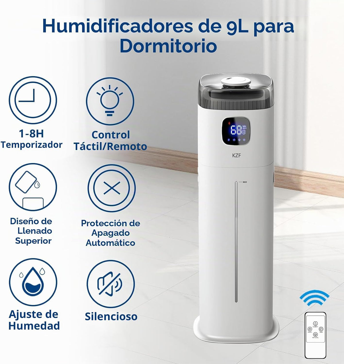 KZF Humidificador grande para dormitorio, humidificador ultrasónico...