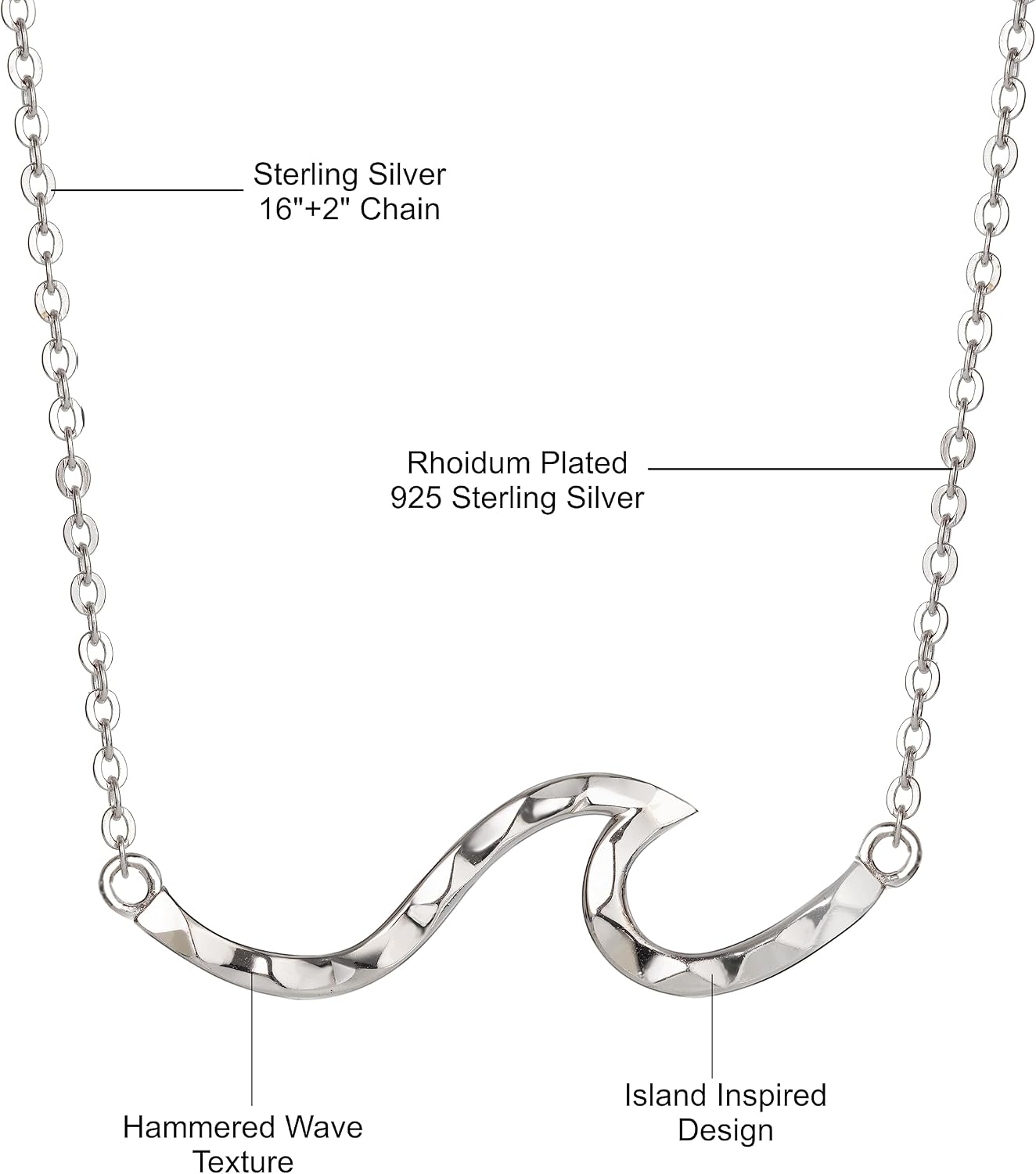 Collar con dije de plata de ley 925 con cadena de eslabones ajustab...