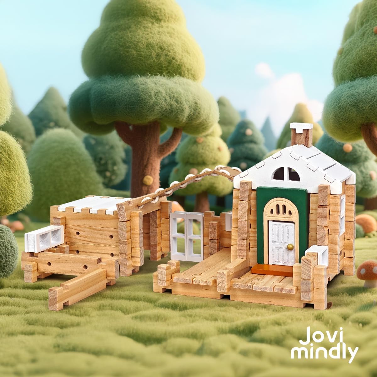 Jovi-mindly &amp;Notchies 107 piezas STEM bloques de madera juguete...