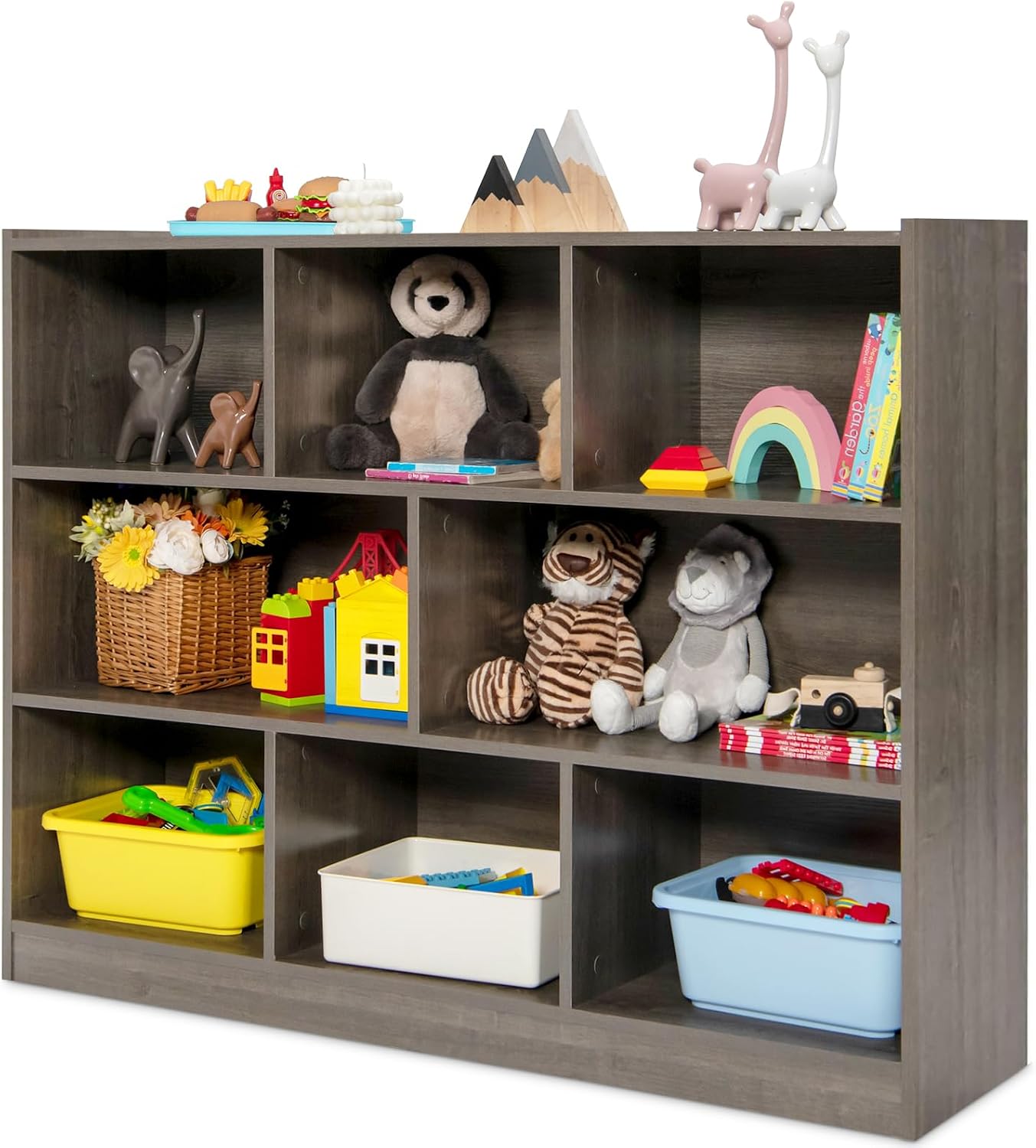 Costzon Estantería de 3 estantes para niños, organizador de almacen...