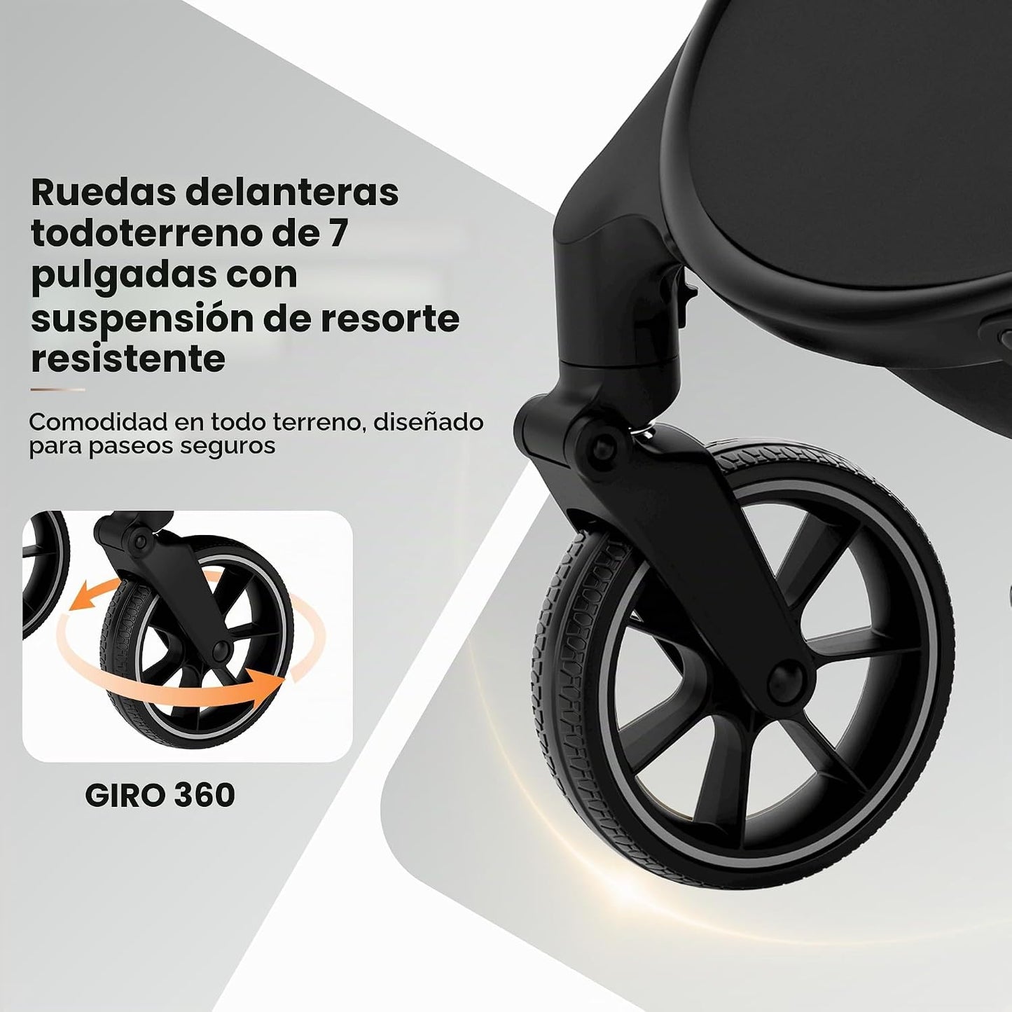 Babideal Cochecito de bebé para recién nacido y niño, plegado con u...