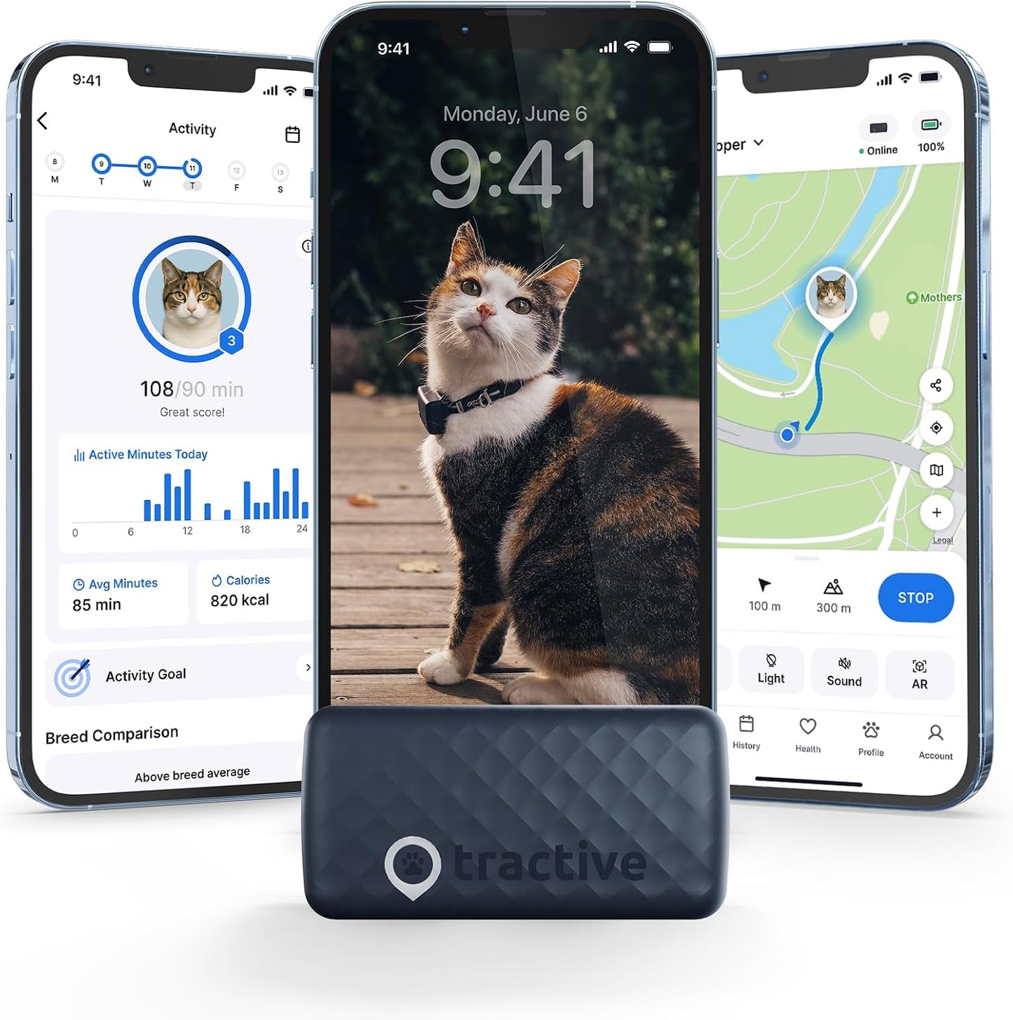 Tractive Rastreador GPS inteligente para gatos | Monitoreo de ubica...
