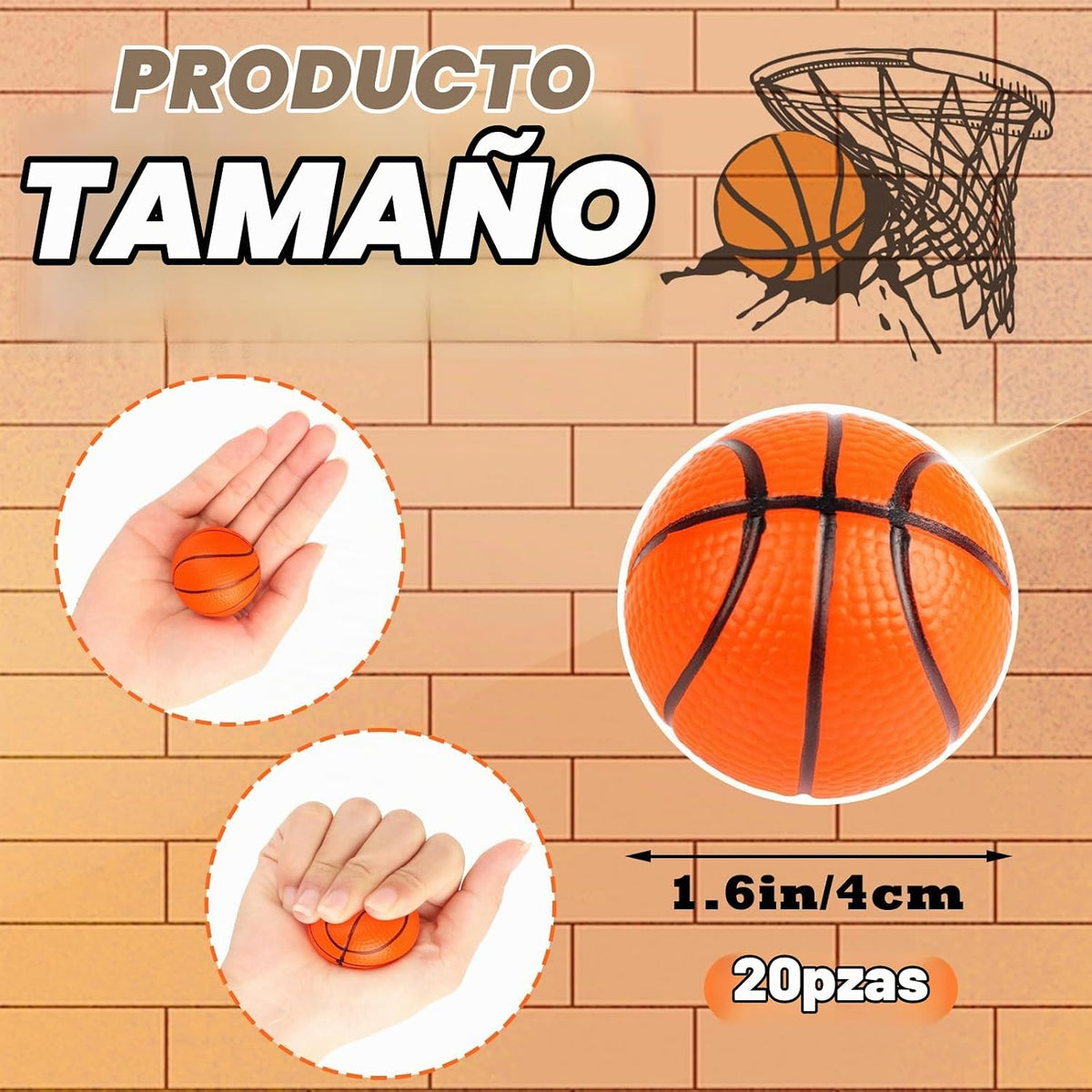 Bolas de estrés mini de baloncesto Hxezoc, 20 paquetes, bolas de es...