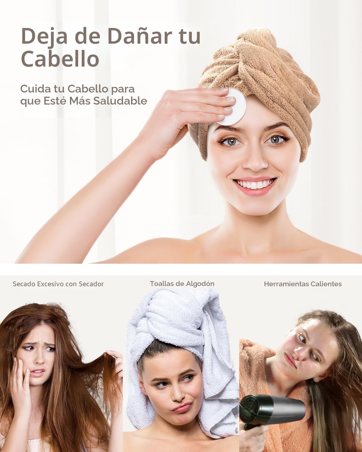 YFONG Paquete de 3 toallas de microfibra para el cabello para mujer...