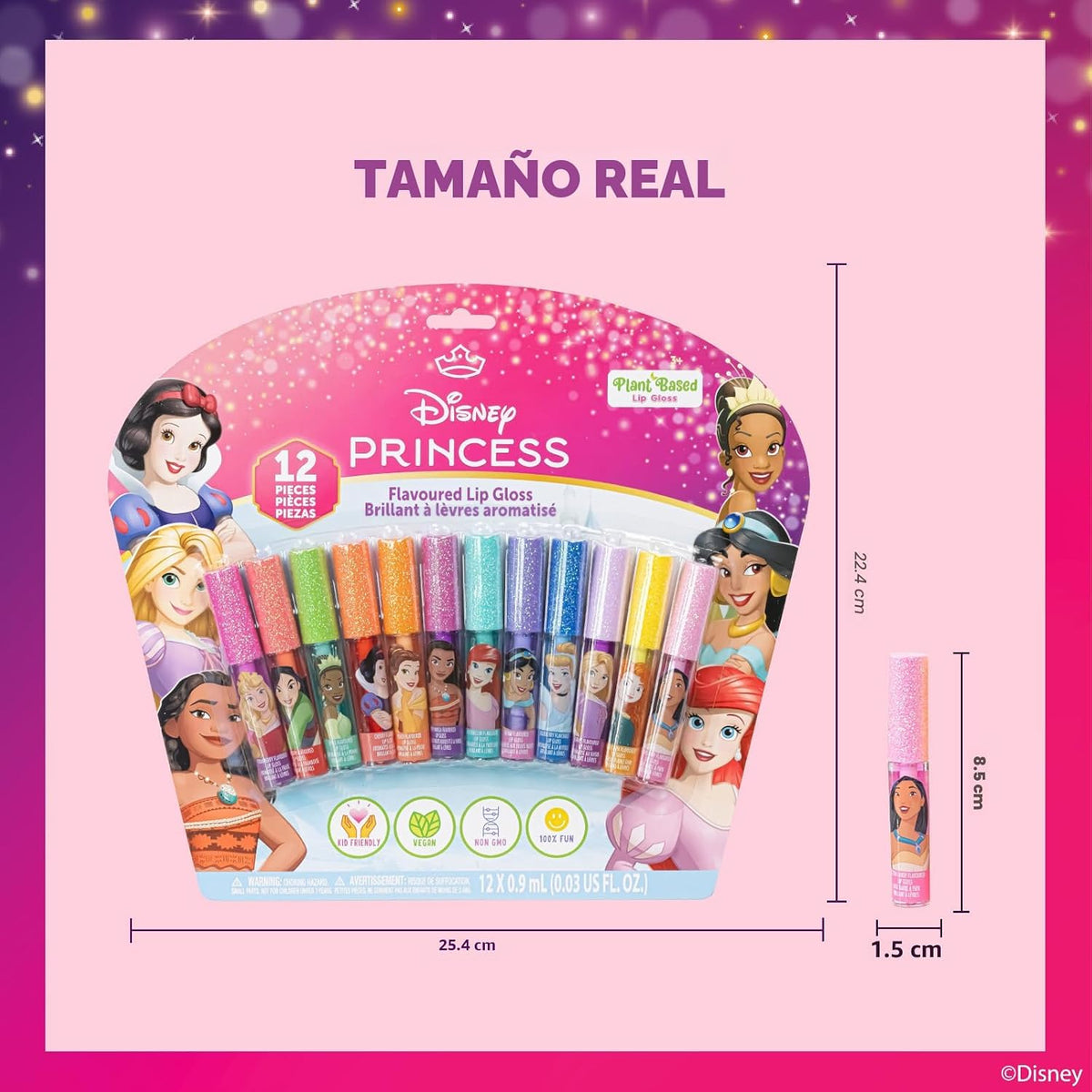 Townley Girl Disney Princess - Juego de brillo de labios, 12 piezas...