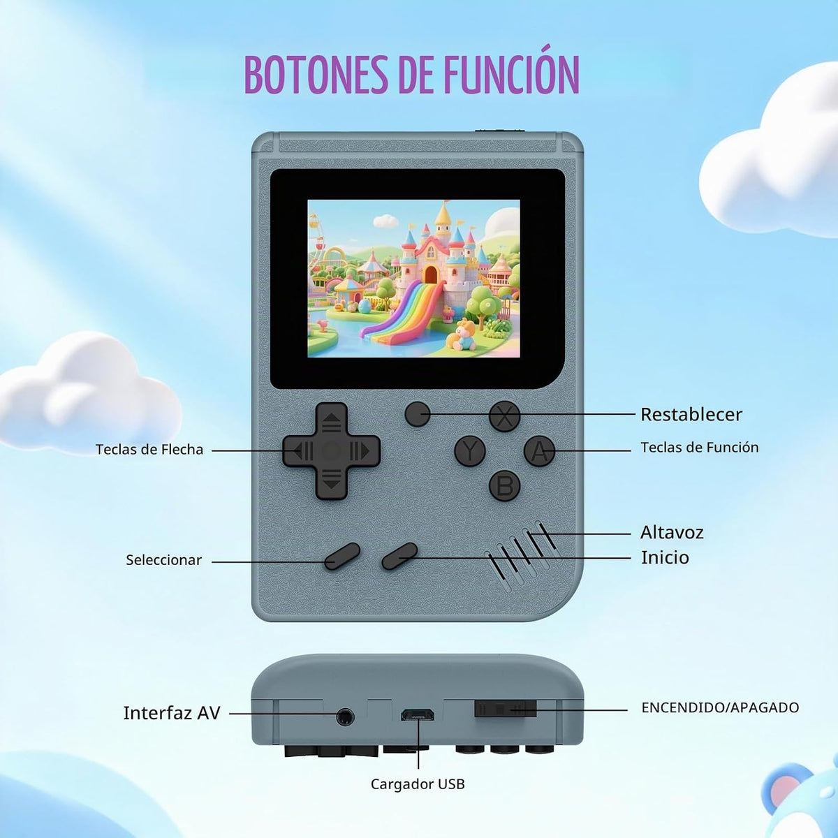 Mini consola de juegos portátil con pantalla IPS de 3.0 pulgadas, c...