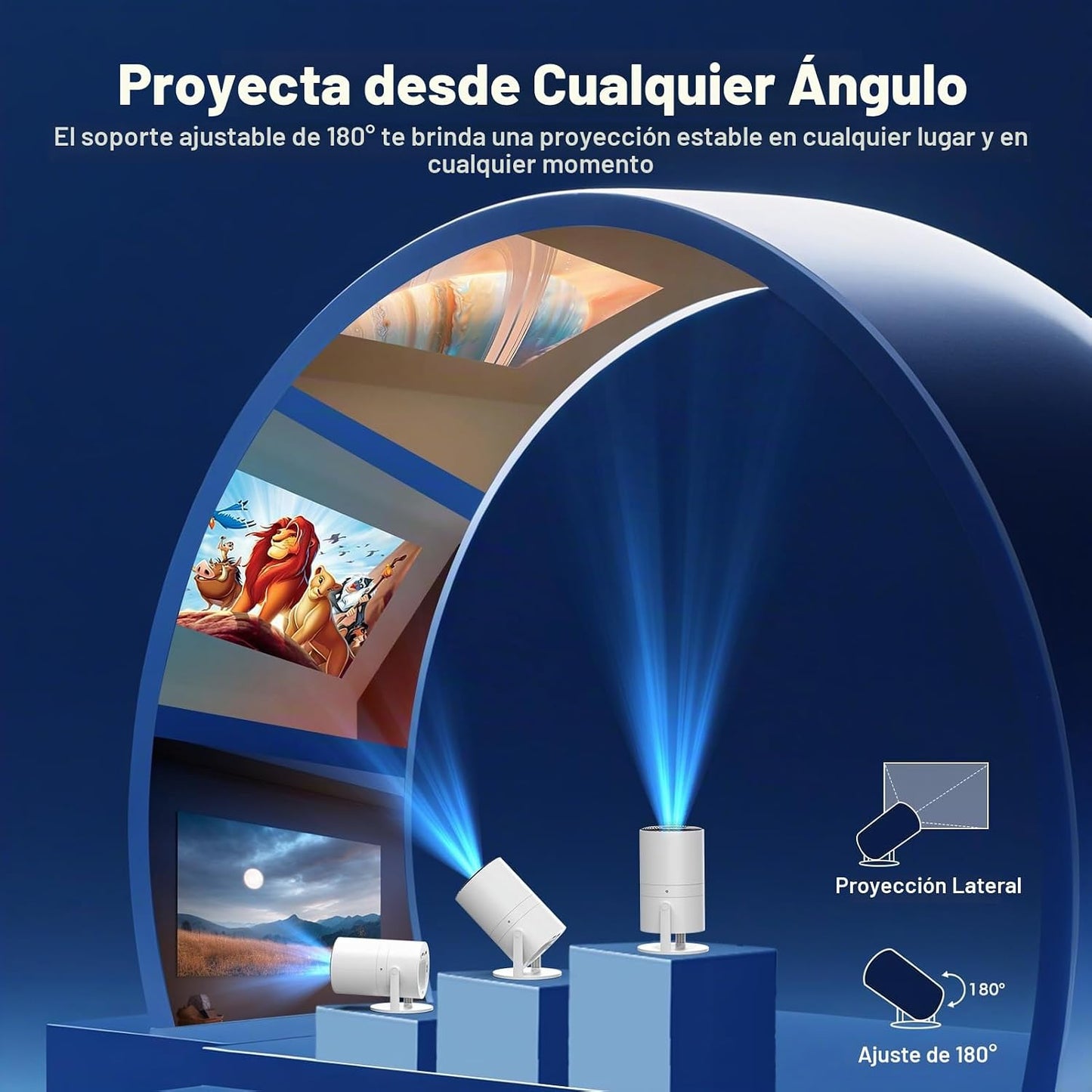 [Google TV integrado y control de voz] Mini proyector WISHOLY con W...