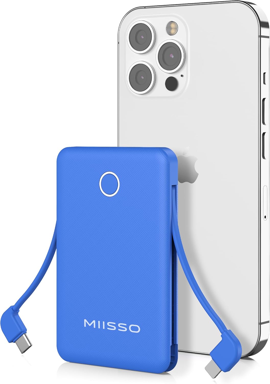 miisso - Batería externa de 6000 mAh ultradelgada con cables incorp...
