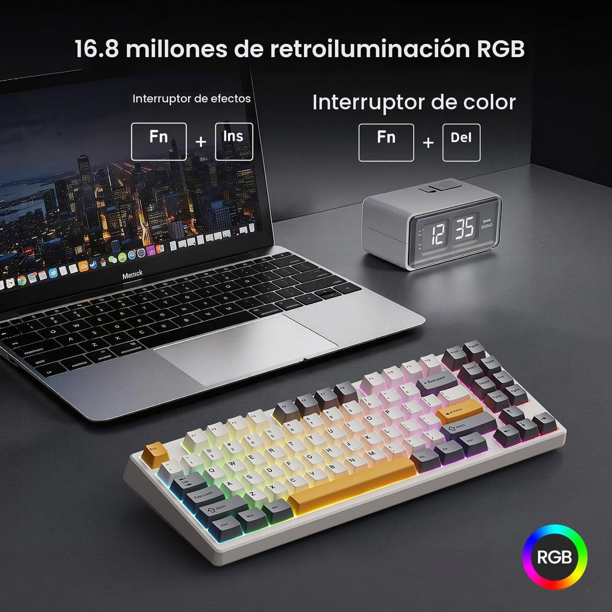Kisnt Teclado mecánico inalámbrico, con junta montada con sonido cr...