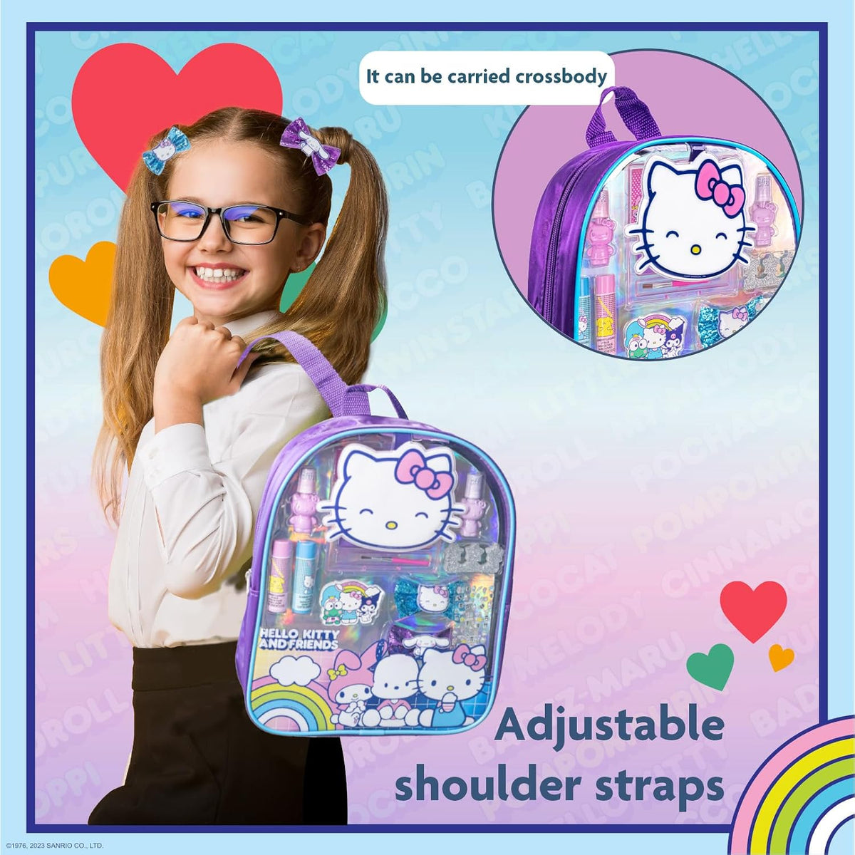 Hello Kitty - Juego de maquillaje de mochila con cosméticos y acces...