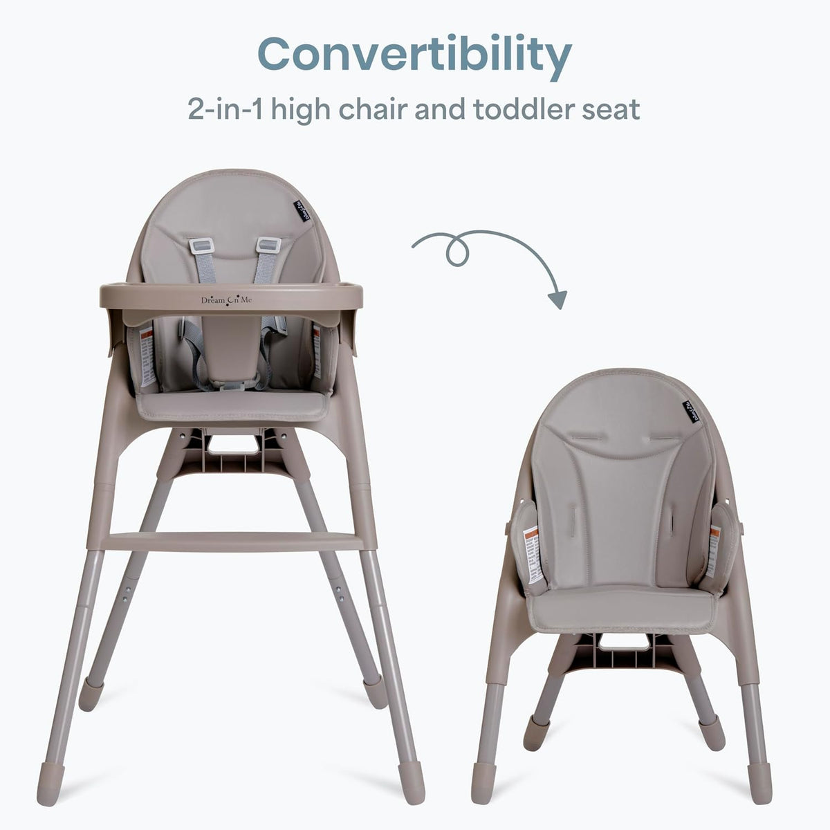 Dream On Me Chomper Champ - Silla alta 2 en 1 en gris nube