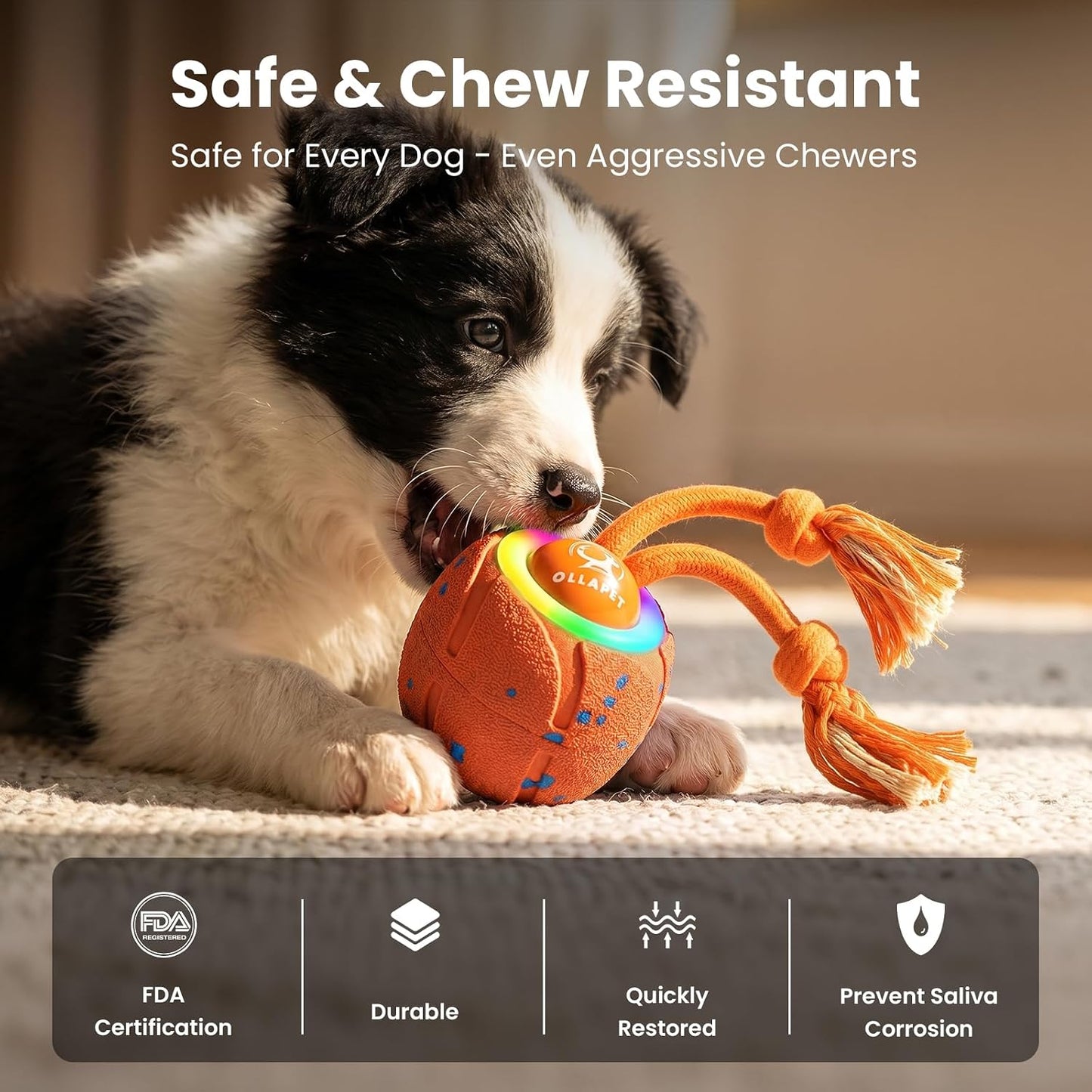 Ollapet Juguetes interactivos inteligentes para perros, bola rodant...