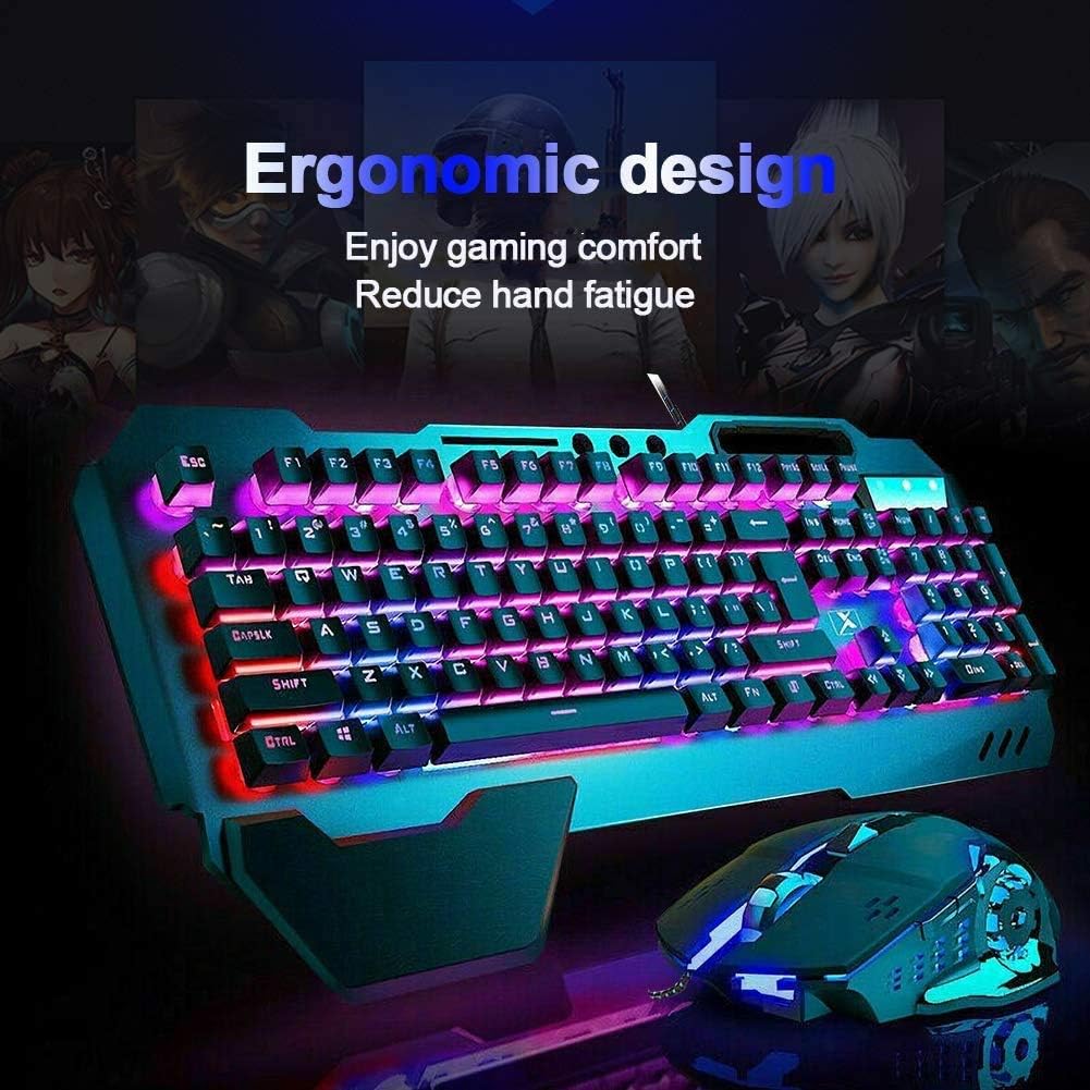 Combo de teclado y mouse con cable para juegos con alfombrilla de m...