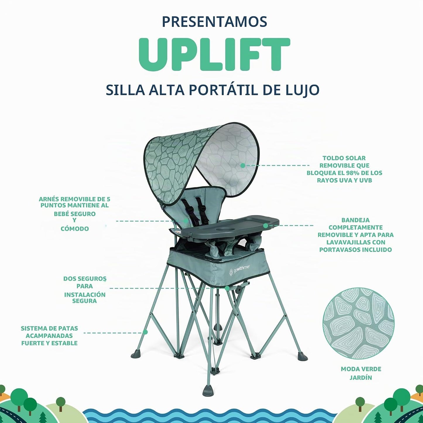 Baby Delight Go with Me Uplift Silla alta portátil de lujo, silla a...
