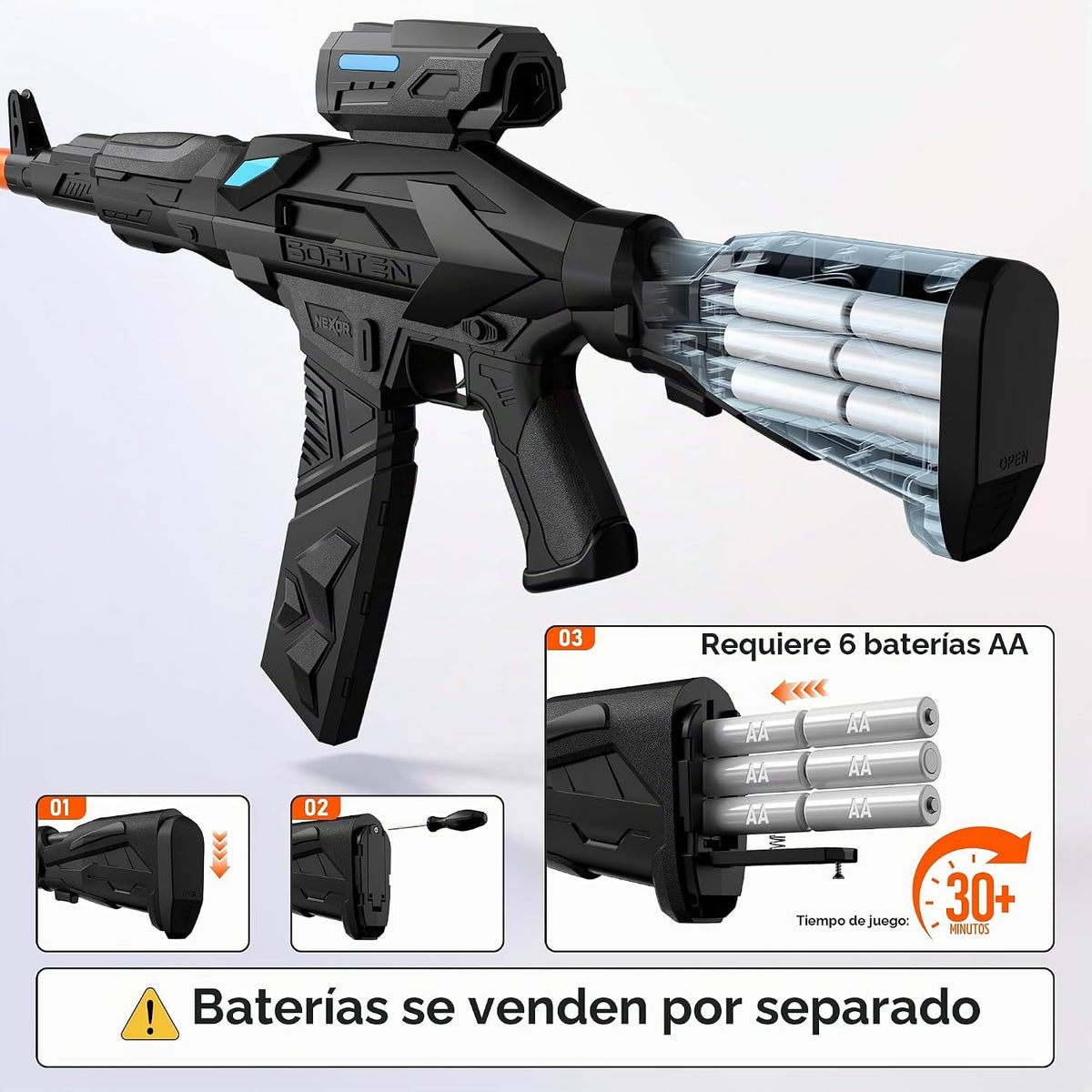 Sofiten Pistola de juguete automática, 3 modos de disparo, regalos...