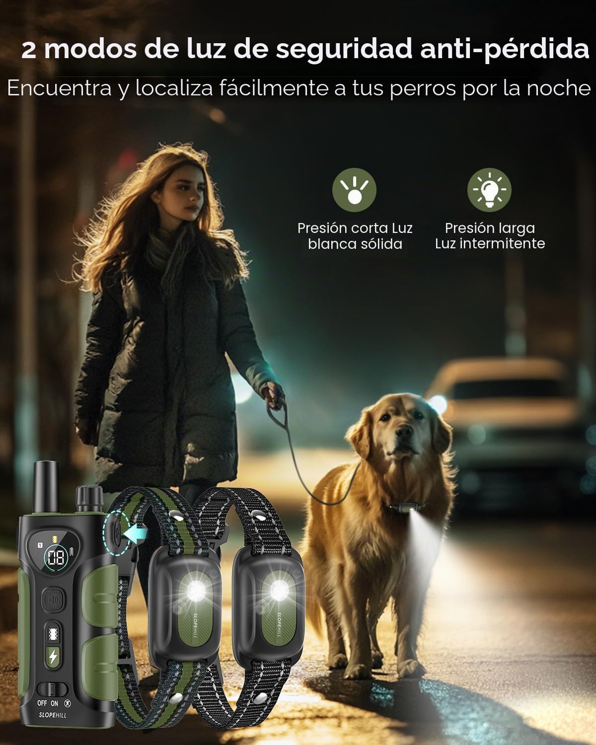 SLOPEHILL Collar de Descarga para Perros, Collar de Entrenamiento p...