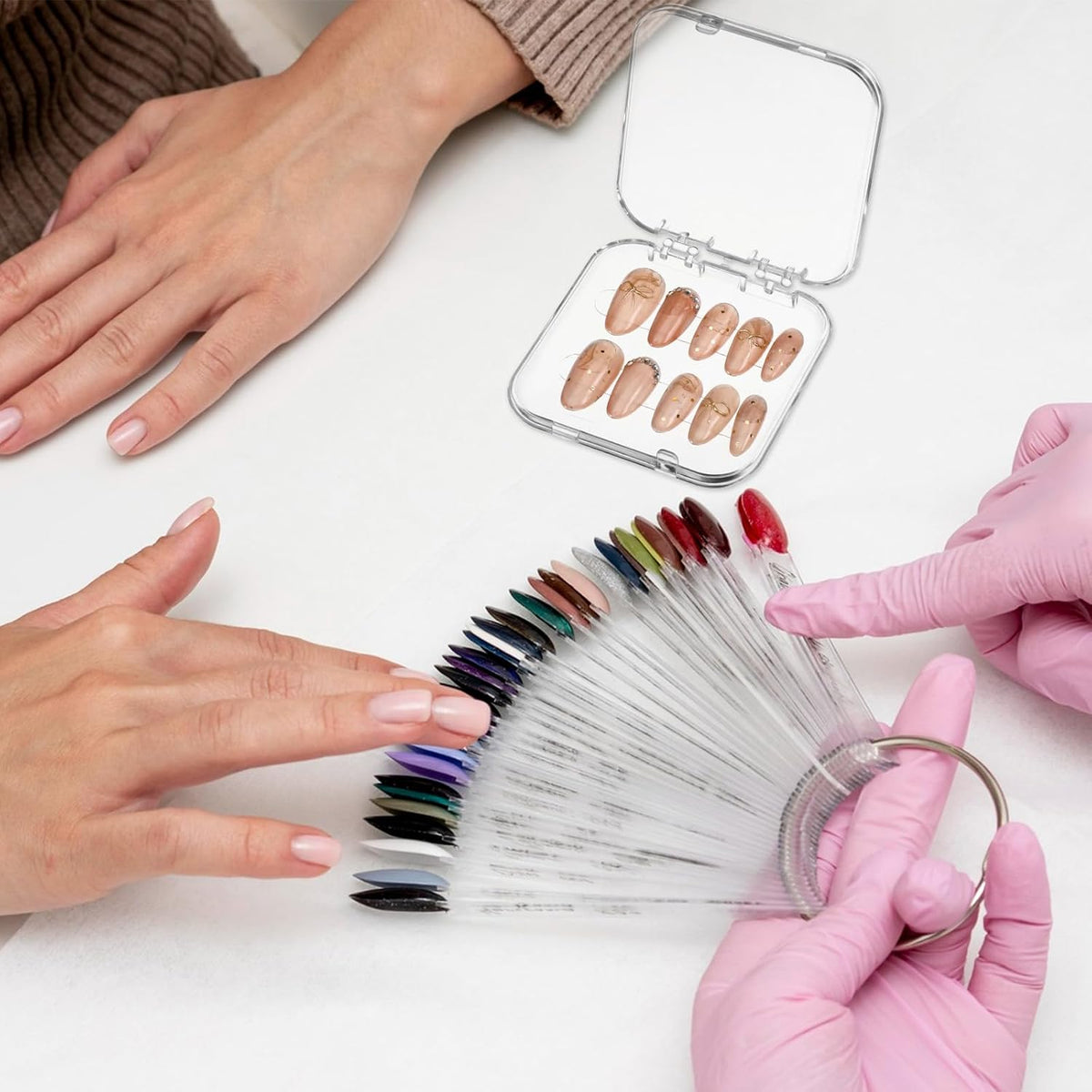 PEOVLVN Caja de almacenamiento de uñas a presión, 20 unidades, emba...