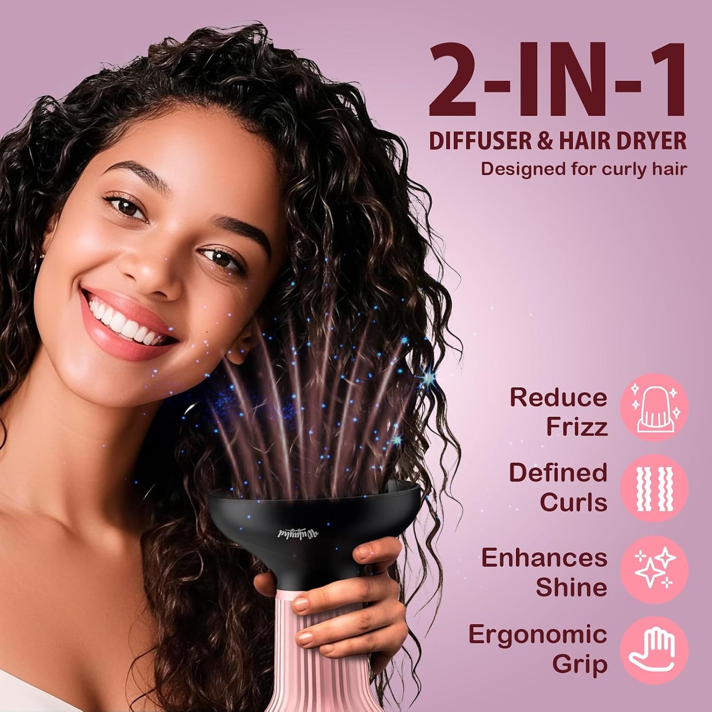 WUFAYHD - Secador de pelo difusor para cabello rizado, secador de p...