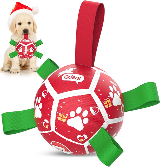 QDAN Juguetes pequeños de Navidad para perros, pelota de fútbol con...