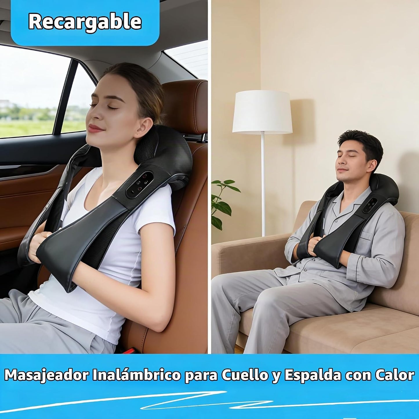 EAshuhe Masajeador de cuello inalámbrico con calor, masajeador de e...