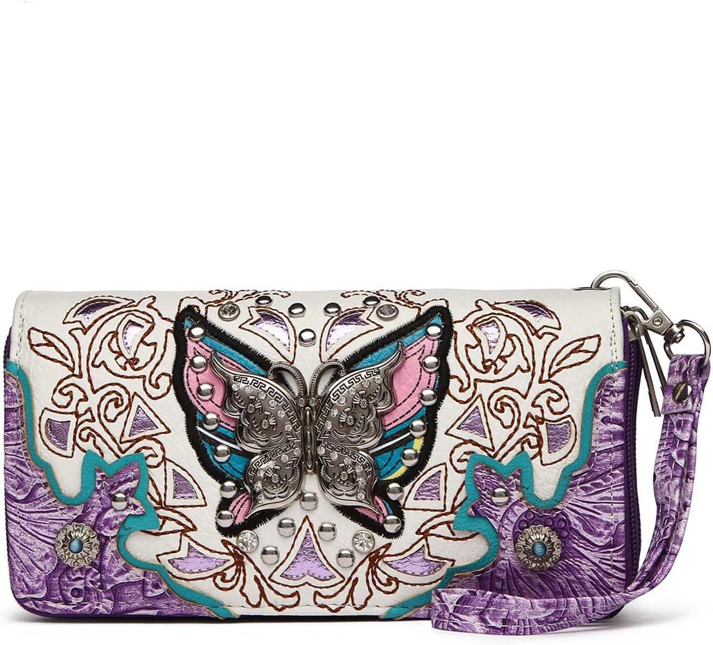 Bolso de estilo occidental con mariposas de primavera y flores para...