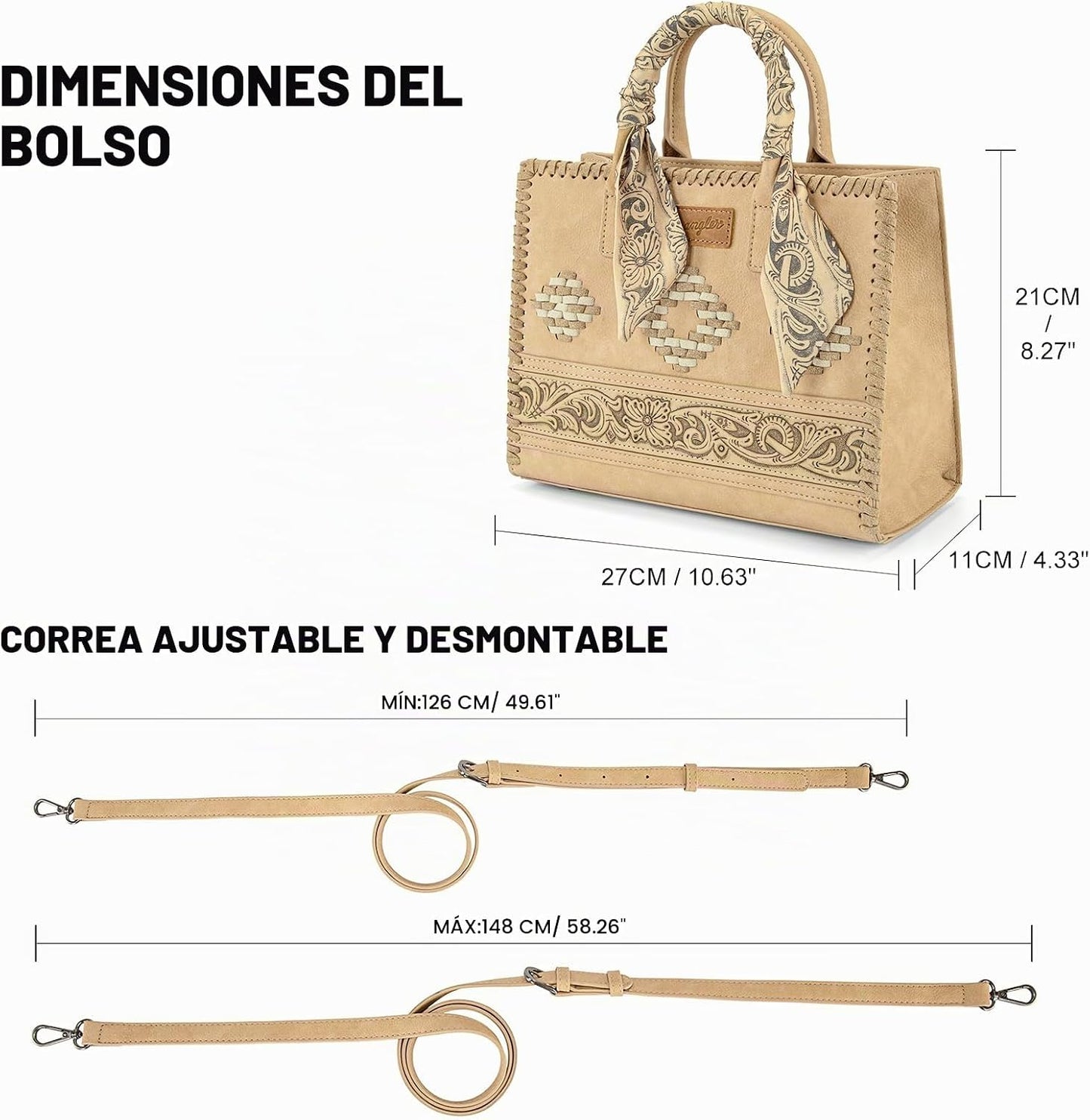 Montana West Wrangler Tooling Tote Bag para mujer, bolsos con asa s...
