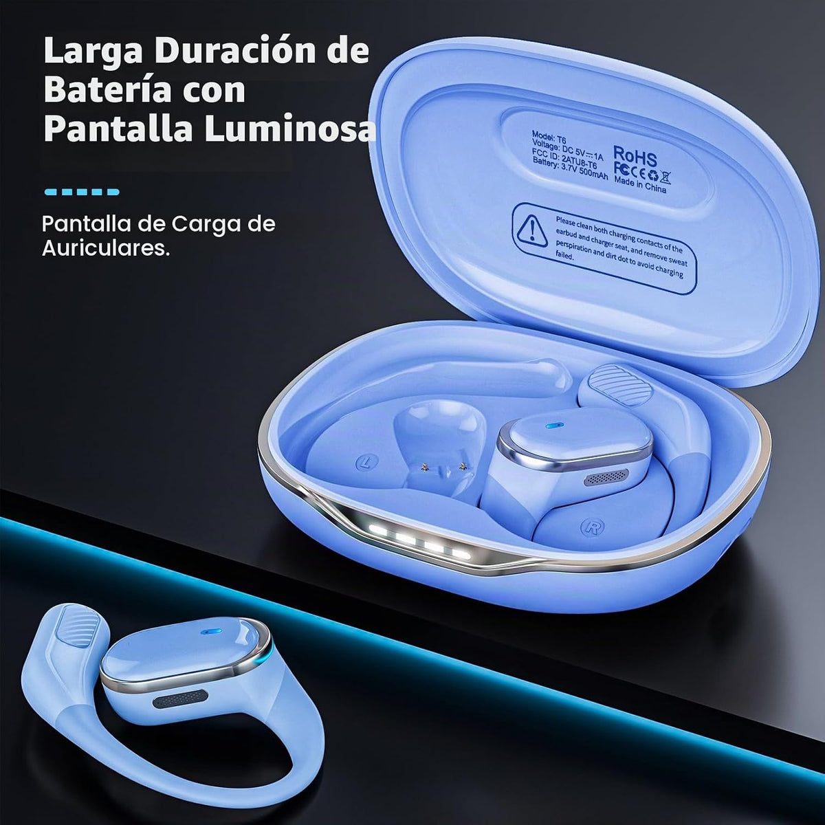 Auriculares inalámbricos de oreja abierta, auriculares Bluetooth, a...