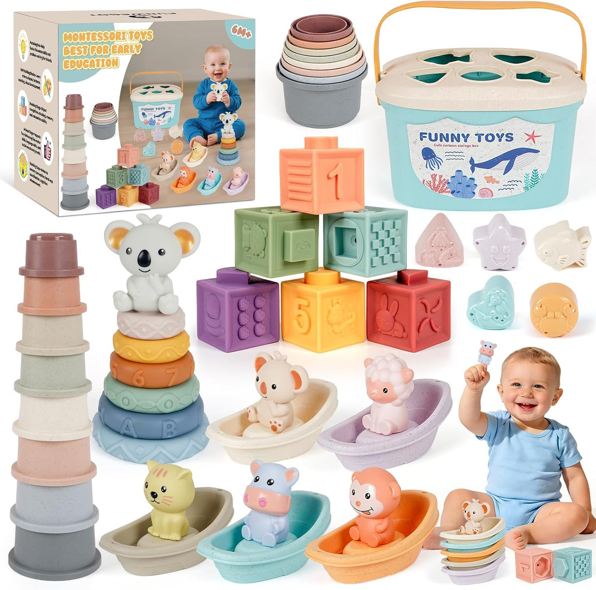 Montessori - Juguetes para bebés de 6 a 18 meses, clasificador de f...