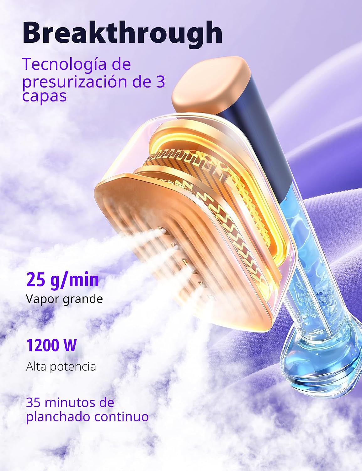Sundu Vaporizador de viaje para ropa, eliminación rápida de arrugas...