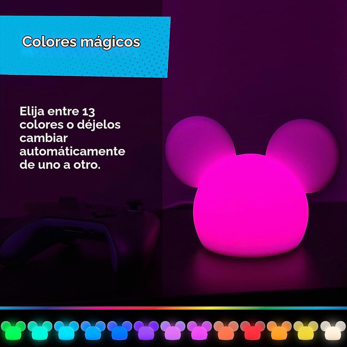 Disney Lámpara de Mickey Mouse Esponjosa, Cambio de Color, Luz Noct...