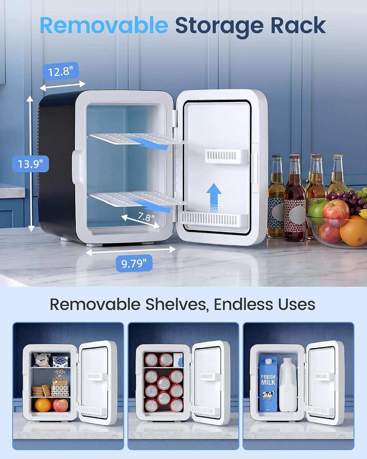 Electactic Mini refrigerador portátil de 10L, refrigerador compacto...
