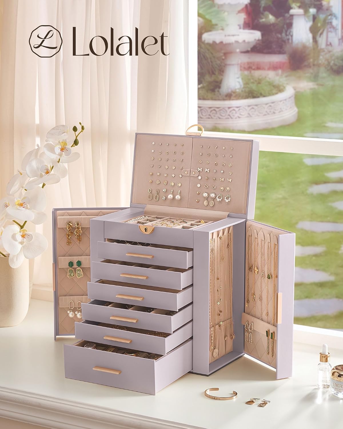 Lolalet Joyero organizador grande para mujer, organizador de joyas...
