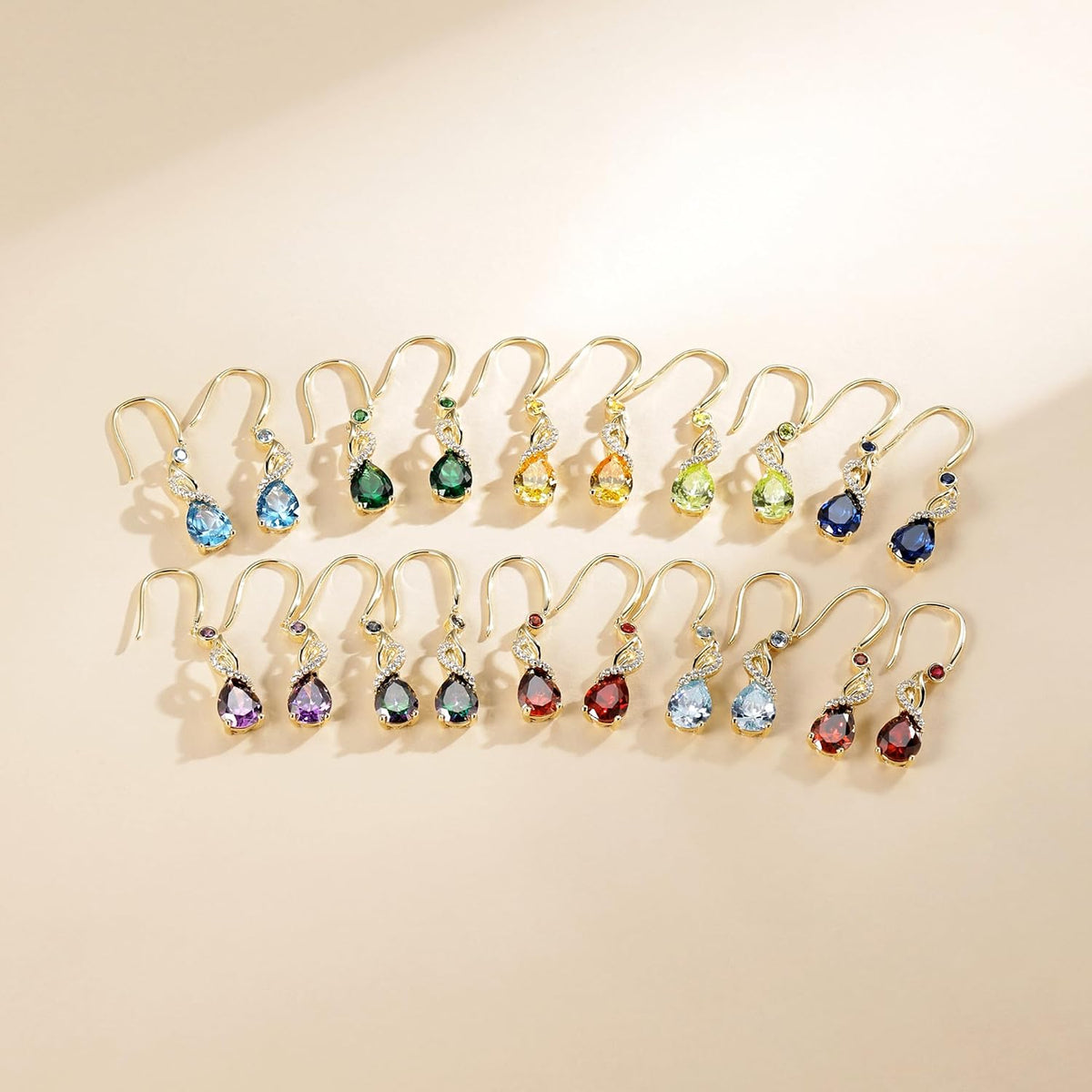 FANCIME Pendientes colgantes con piedra natal de pera para mujer de...