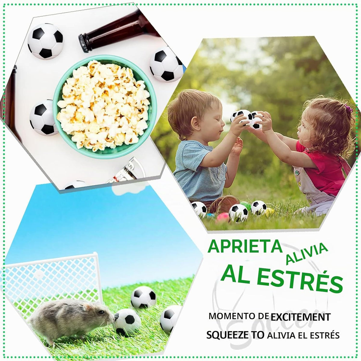 Oleitodh 60 mini pelotas de fútbol para el estrés, recuerdo de fies...