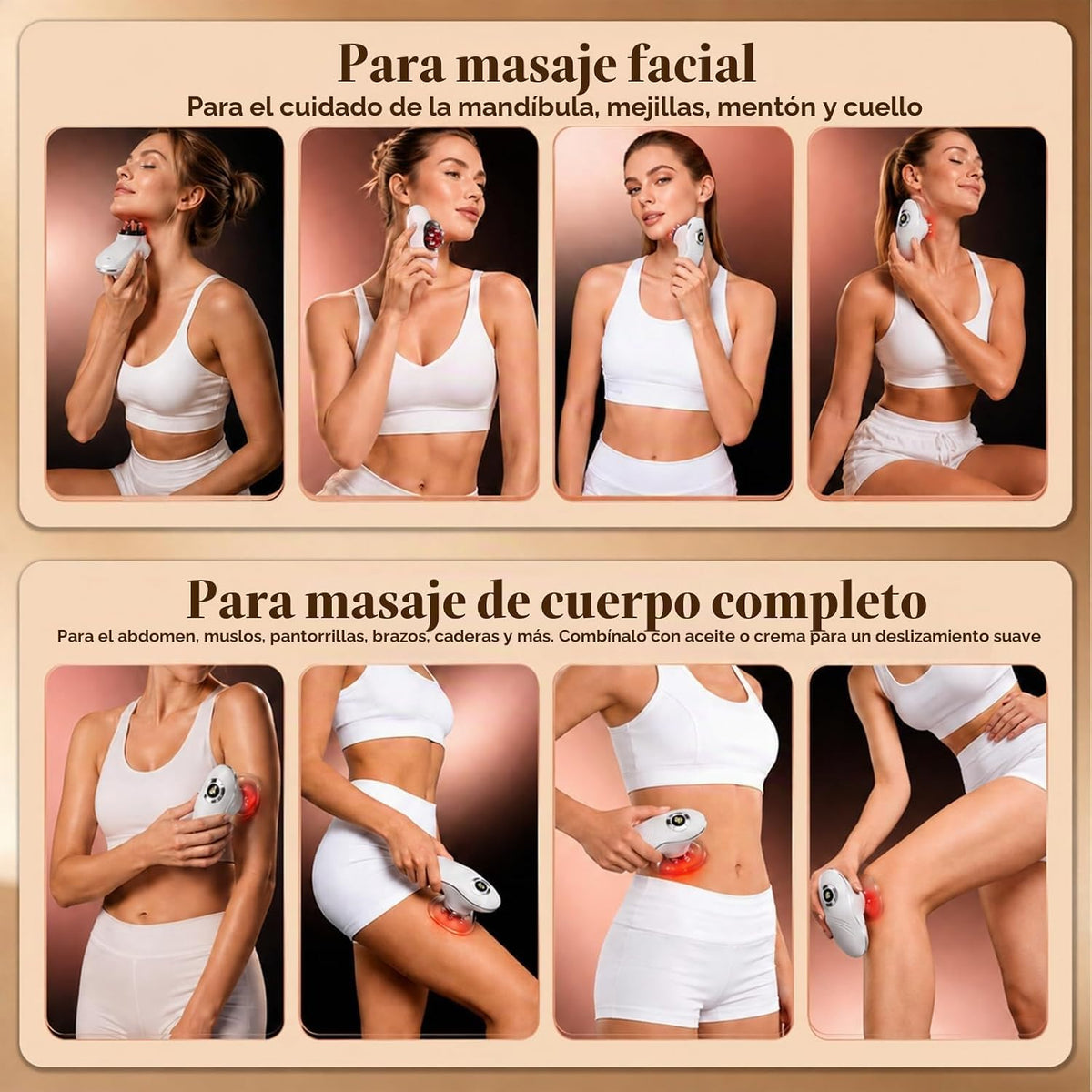 Masajeador facial y corporal 4 en 1, succión de 9 niveles, ventosas...