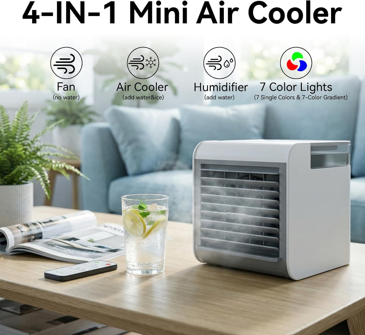 Ventilador de aire acondicionado portátil, mini enfriador de aire 4...